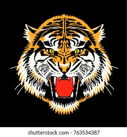 Hand drawn roaring tiger illustration