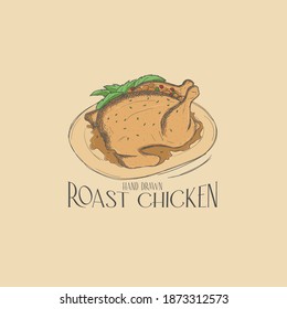 Hand drawn roast chicken design