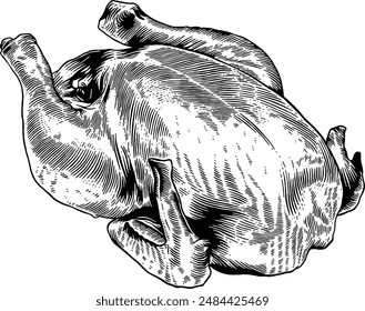 Hand drawn Roasted Chicken Sketch Illustration