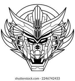 handgezeichnet von Robot Head Line Art