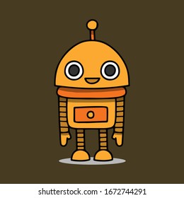 Hand drawn robot isolated on yellow background 