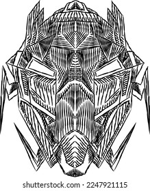 Diseño de vector de máscara de robot dibujado a mano blanco 0003