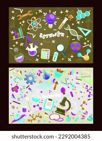 Hand drawn robots seamless pattern. School board background. Doodle vector.

