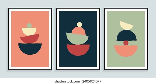 Hand drawn rock balancing minimalist wall decor art framed