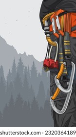 Hand drawn rock climber illustration. Perfect for adventure poster design
