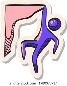 Hand drawn Rock climbing icon in sticker style vector illustration