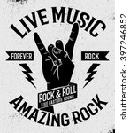 Hand drawn Rock festival poster. Rock and Roll sign