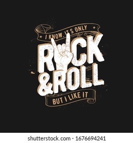 Hand drawn Rock festival poster. Rock and Roll hand sign, and vector for your graphic t-shirt.  