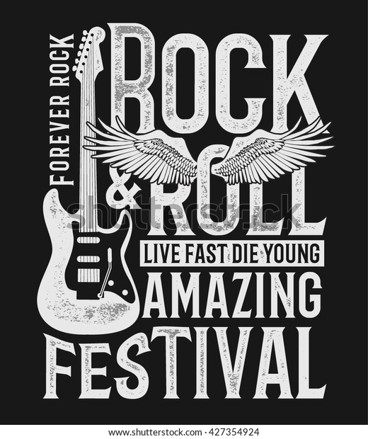 Hand Drawn Rock Festival Poster Rock Stock Vector (Royalty Free) 427354924