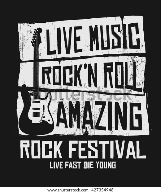Hand
drawn Rock festival poster. Rock and Roll
sign.
