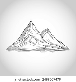 Hand drawn rock mountain sketch decorative design background vector