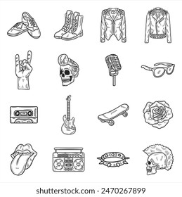 Hand Drawn Rock n Roll No Color Set