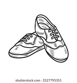 Ilustração de Rock n Roll desenhada à mão incolor - Sapatos