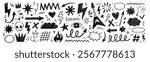 Hand drawn rock punk music star grunge tattoo doodle icon element set. Crayon brush stroke hand drawn sketch style doodle rock punk lightning tattoo. Crayon scribble music star vector illustration.