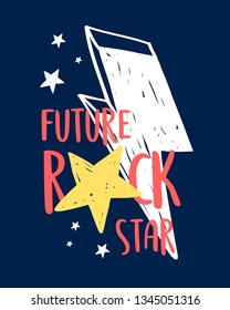 Hand drawn rock and roll elements. Vector illustration.