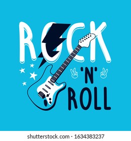 Hand drawn rock and roll elements.  Vector illustration. 