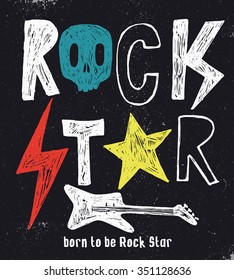 Hand drawn Rock Star typography.