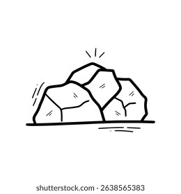 Hand Drawn Rock Stone Illustration. Doodle Vector. Isolated on White Background - EPS 10 Vector