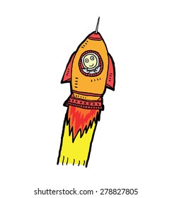 hand drawn rocket