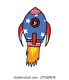 hand drawn rocket