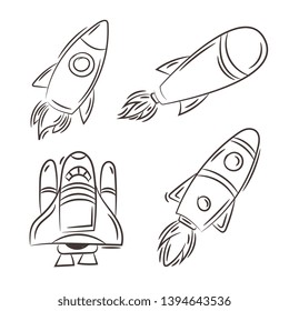 Hand drawn rocket collection design