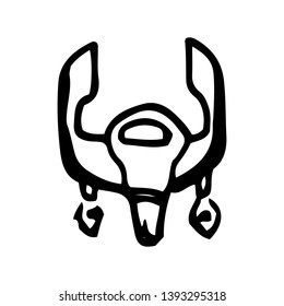 Hand Drawn rocket doodle. Sketch style icon. Decoration element. Isolated on white background. Flat design. Vector illustration.