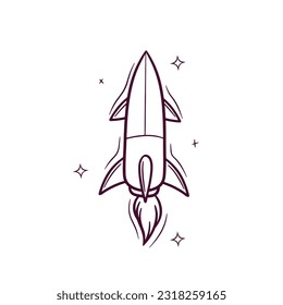 Hand Drawn Rocket. Doodle Vector Sketch Illustration