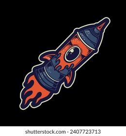 hand drawn rocket illustration for the space theme