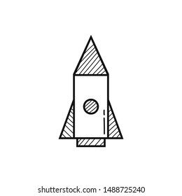 Hand drawn Rocket isolated on a white. Sketch. Vector illustration.