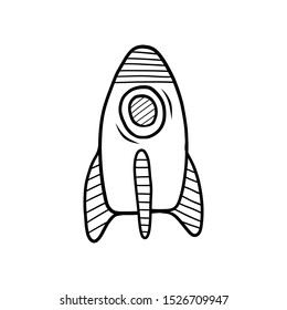 Hand drawn Rocket isolated on a white. Vector illustration.
