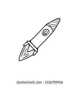 Hand drawn Rocket isolated on a white. Vector illustration.