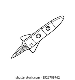 Hand drawn Rocket isolated on a white. Vector illustration.