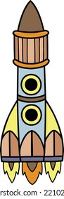 Hand Drawn rockets are flying into space illustration isolated on background