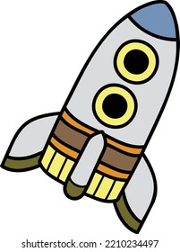 Hand Drawn rockets are flying into space illustration isolated on background