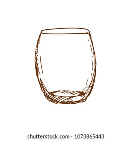 Hand Drawn Rocks Glass, Empty Whisky Glass. Sketch, Vector Illustration.