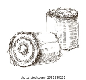 Hand drawn rolled haycock vector illustration