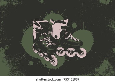 Hand drawn rollers grunge illustration.