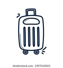 Hand drawn Rolling suitcase doodle line illustration. Rolling suitcase doodle icon vector.