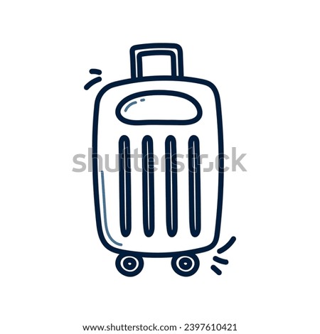 Hand drawn Rolling suitcase doodle line illustration. Rolling suitcase doodle icon vector.