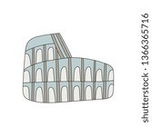 Hand drawn roman coliseum isolated on white background. Cartoon vector illustration