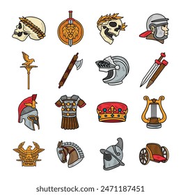 Hand Drawn Roman Empire Colored Set