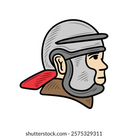 Hand Drawn Roman Empire Illustration Colored - Soldier Helmet