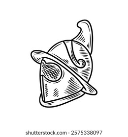 Hand Drawn Roman Empire Illustration Colorless - Warrior Helmet