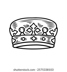 Hand Drawn Roman Empire Illustration Colorless - Crown
