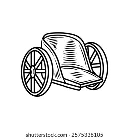 Hand Drawn Roman Empire Illustration Colorless - Train
