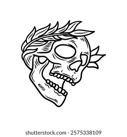 Hand Drawn Roman Empire Illustration Colorless - Skull Scream