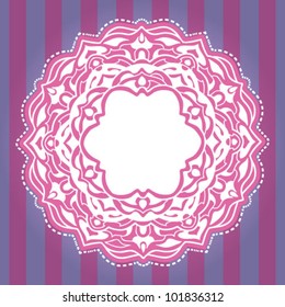 Hand Drawn Romantic Arabic Ornamental Round Lace Background or Wedding Invitation
