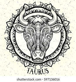 Hand drawn romantic beautiful line art of zodiac