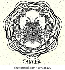 Hand drawn romantic beautiful line art of zodiac