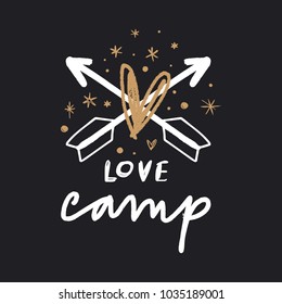 Hand drawn romantic camp arrows logo. For clothes print, stickers and other. Decor elements for scrapbooking.
Poster and card.
Decor elements for scrapbooking. 
All elements isolated.